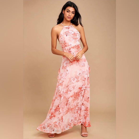 Lulus Dresses & Skirts - Lulu’s Expressions Pink Floral Print Maxi Dress